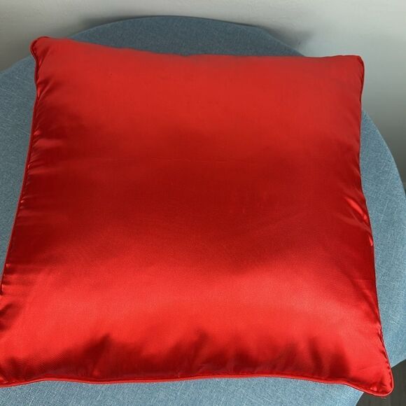 Red Satin Dragon Phoenix Decorative Pillow - Picture 2 of 4